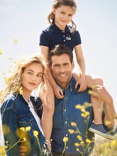 Family in denim outfit